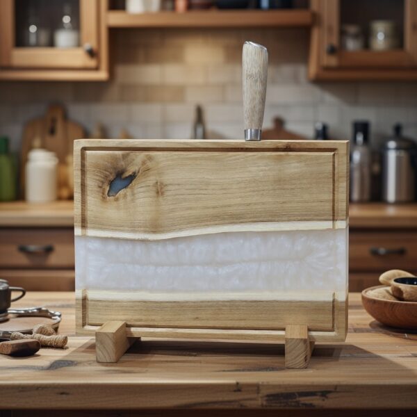 Akácfa Késtartó/Vágódeszka/Tálaló - fehér