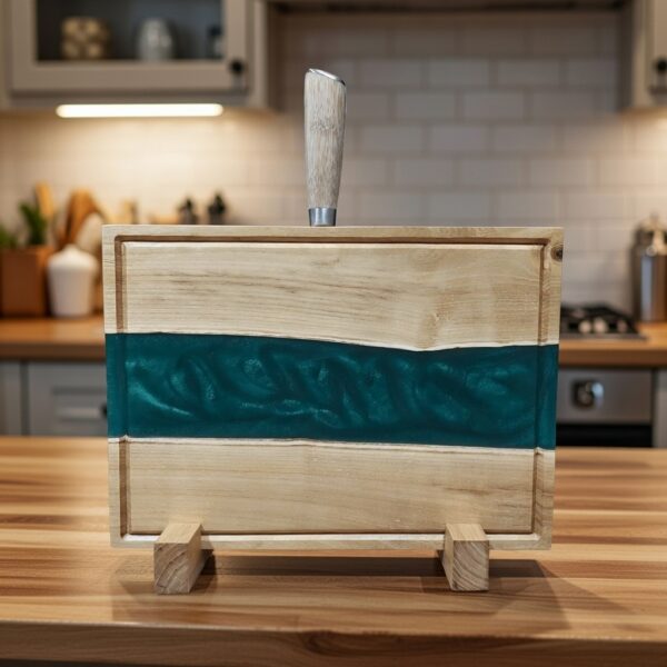 Akácfa Késtartó/Vágódeszka/Tálaló - zöld