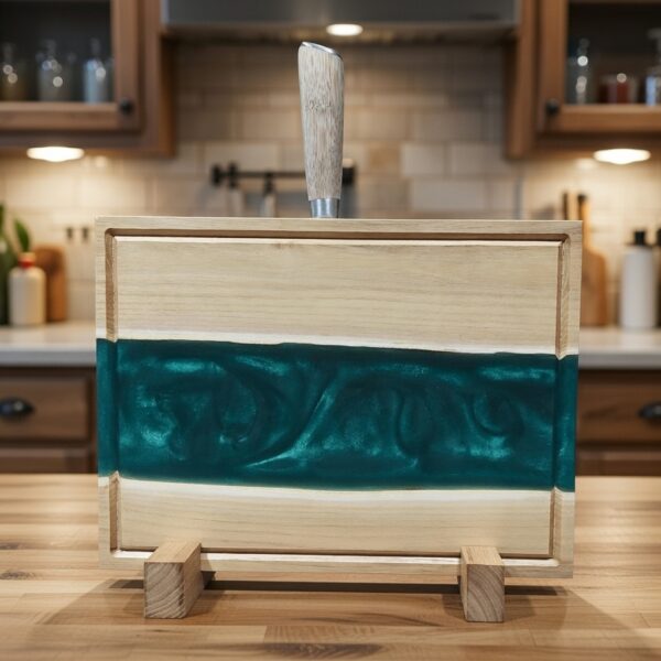 Akácfa Késtartó/Vágódeszka/Tálaló - zöld