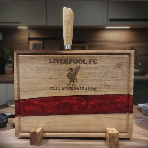 Diófa Késtartó/Vágódeszka - Liverpool Piros