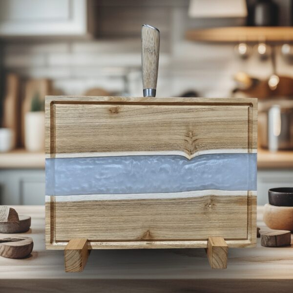 Akácfa Késtartó/Vágódeszka/Tálaló - fehér