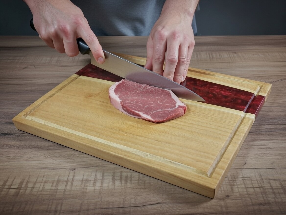 Akácfa Késtartó/Vágódeszka/Tálaló - piros - Image 4