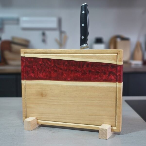 Akácfa Késtartó/Vágódeszka/Tálaló - piros