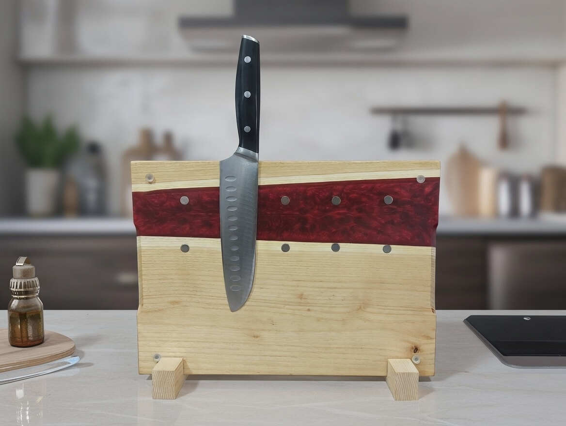 Akácfa Késtartó/Vágódeszka/Tálaló - piros - Image 2