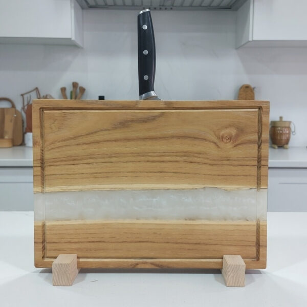 Akácfa Késtartó/Vágódeszka/Tálaló - fehér