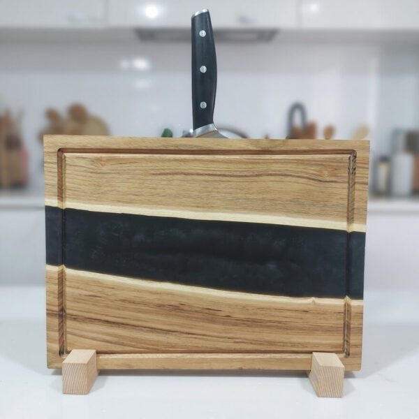 Akácfa Késtartó/Vágódeszka/Tálaló - fekete